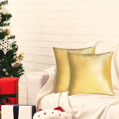 2 Pack 16x16 Pillow Cover Velvet Pillow Covers, Square Throw Pillow Covers for Living Room Decorations Throw Pillow Case, Throw Pillow Cover Cushion Cover for Home Sofa Bedroom Car, Gold