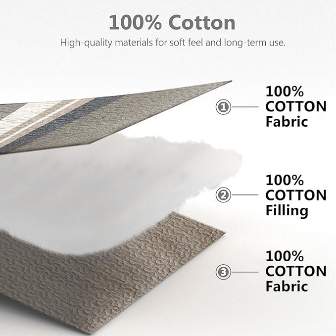 100% Cotton Quilts King Size, King Quilt Bedding Set Bedspread, Striped Quilt for King Bed, 3 Pieces Farmhouse Reversible Lightweight Comforter Bed Spread, Brown/Beige/Taupe