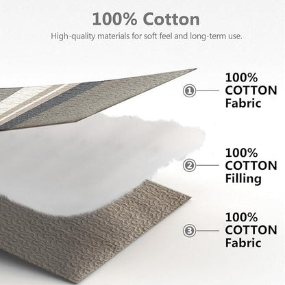 100% Cotton Quilts King Size, King Quilt Bedding Set Bedspread, Striped Quilt for King Bed, 3 Pieces Farmhouse Reversible Lightweight Comforter Bed Spread, Brown/Beige/Taupe