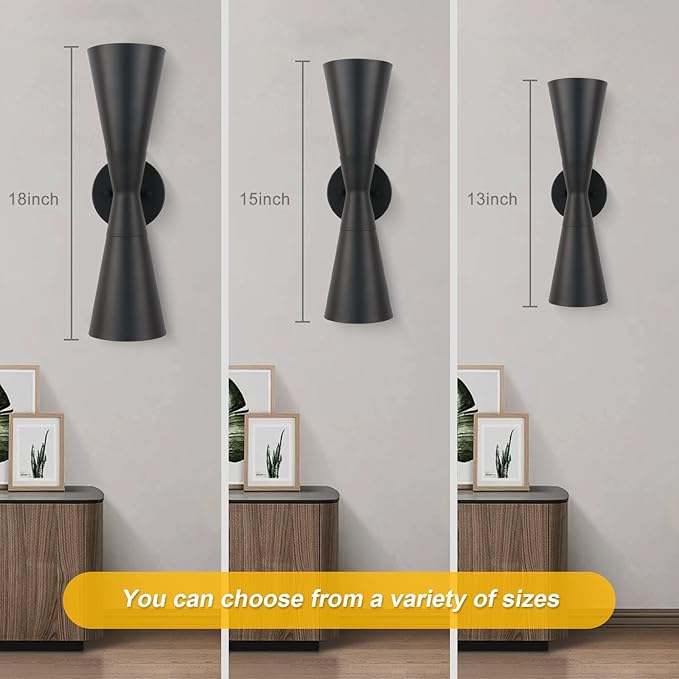 Wall Sconce Bathroom Sconces Lighting, 13 inch Black Modern Sconces Up Down Lights Wall Decor Indoor Wall Light Fixtures for Living Room Hallway Staircase Bedroom Hardwired
