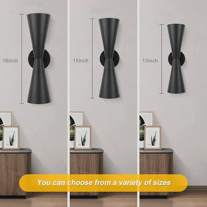 Wall Sconce Bathroom Sconces Lighting, 15 inch Black Modern Sconces Up Down Lights Wall Decor Indoor Wall Light Fixtures for Living Room Hallway Staircase Bedroom Hardwired