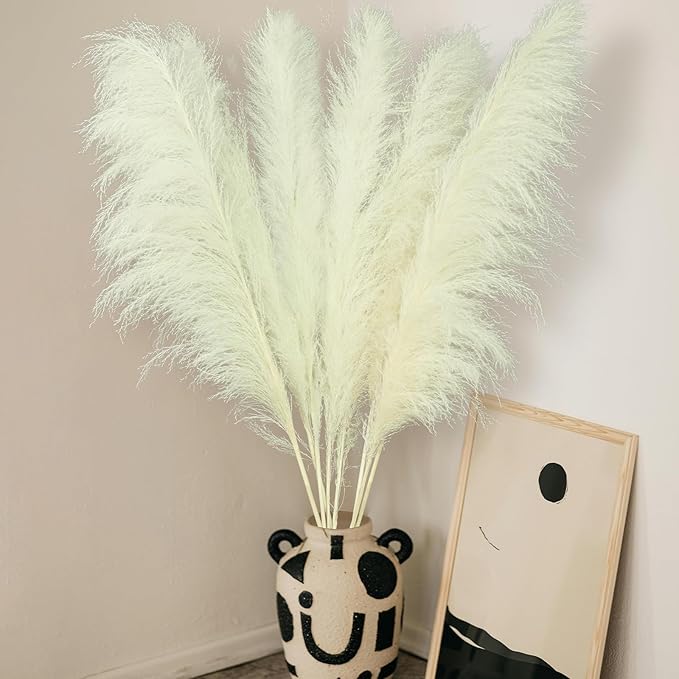 10pcs 40'' White Pampas Grass Tall Decor - Pompas Floral, Tall Pampas Grass for Floor Vases, Living Room Floor, Floor Plants, Plumas para, and Grass Wall Decor