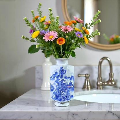MTME Porcelain Figurines, Jingdezhen Decorative Flower vase, Home Decor, Wedding Gifts, Aesthetic Sculpture Home décor (Mountain)