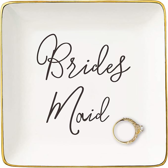 NZY Bridesmaid Proposal Gifts from Bride,Bridal Shower Gifts-Wedding Present for Maid of Honor-Bachelorette Party Present for Her Best Friends Sister-Ceramic Jewelry Tray Trinket Holder Ring Dish