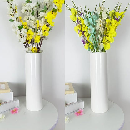 12Inch Tall White Ceramic Flower Vase,Home Decor White Vases for Pampas Grass,Textured Modern Vases for Living Room Decorations,Table Centerpieces,Shelf,Farmhouse Small Ceramic Vase