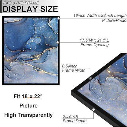 18x22 Picture Frame Set of 3, Black Frame for 18 x 22 Inch Picture Poster Photo, Light Weight and High Transparent 18 by 22 Frame for Wall - 3 Pack/Black/18 x22