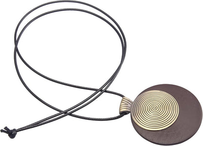 Leather Necklace for Women Boho Choker Necklace Long Cord Leather Pendant Bohemian Neckalce Vintage Alloy Pendant Leather Rope Necklace Wooden Necklaces for Women