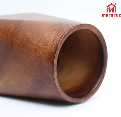 Walnut Pencil Holder, Wooden Desk Pen Holder, 4 Inch Wood Cup Organizer Caddy Stand, Vintage Rustic Box for Desktop Supplies Accessories Makeup Brushes Stationery Men Offices Decoration, Whole Piece