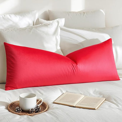 Artscope Luxury Velvet Lumbar Pillow Cover Super Soft Decorative Rectangle Pillowcases Soft Solid Cushion Cases for Couch Sofa Bedroom Car Decor 14x36 Inch Red