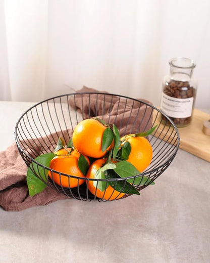 IBWell Wire Fruit Basket Fruit Bowl Kitchen Fruit Basket Stand Fruit Bowls for the Counters Metal Fruit Bowl (Bowl) (Black)