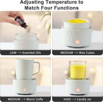Wax Melt Warmer with Timer- 3-in-1 Wax Melter Burner, Fragrance Warmer for Scented Candles, Tarts, Essential Oils to Freshen Home Office, with Auto Shut Off and Temperature Adjustment, Gift & Décor