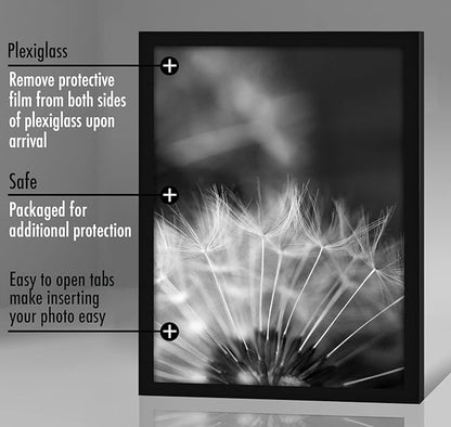 Americanflat 24x32 Poster Frame with Polished Plexiglass - Black Picture Frame - Wide Photo Frames Made of Engineered Wood for Vertical or Horizontal Wall Display - Epic Collection - Black