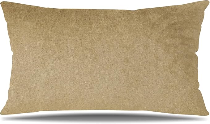 Artscope Luxury Velvet Pillow Covers Super Soft Decorative Rectangle Throw Pillow Covers Case Cushion Covers for Sofa Couch Bedroom Car Decor 16x24 Inch Tan