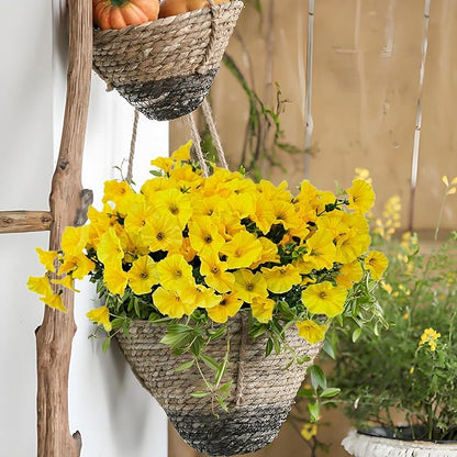 Artificial Silk Flowers for Outdoor Decoration,12 Bundles Faux Flowers Colorful Morning Glory with Eucalyptus Fake Plants Greenery UV Resistant for Outside Front Door Planter Porch Patio Yard