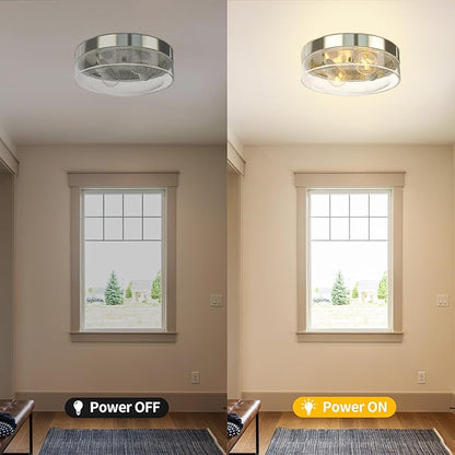Kalium Flush Mount Ceiling, 2-Light Farmhouse Ceiling Mount with Seeded Glass Lampshade, Industrial Flush