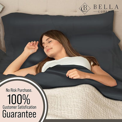 Bella Coterie 6 Piece Luxury Bamboo Viscose Split Top King Size Sheet Set | 34" Split for Adjustable Beds | 100% Organically Grown| Cooling | 18” Deep Pocket | 4 Pillowcases [Charcoal Grey]