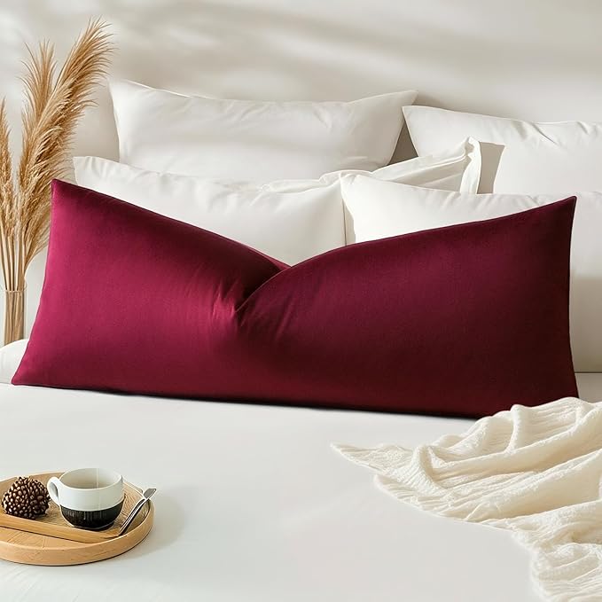 Artscope Luxury Velvet Lumbar Pillow Cover Super Soft Decorative Rectangle Throw Pillow Covers Case Cushion Covers for Sofa Couch Bedroom Car Decor 14x36 Inch Wine Red