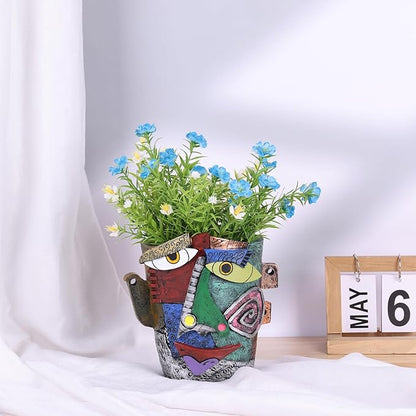 Picasso Brutalist Abstract Beauty Face Flower Pot,Decorative Colorful Head Planter for Patio,Funky Plant Pots,Unique Large Flower Vase for Indoor Plants,Funny Flower Vases Pots