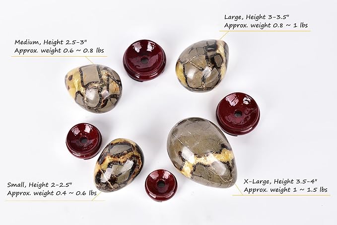 AMOYSTONE Natural Septarian Dragon Egg for Home Decor Ornamet Specimen Large Single 3-3.5", for Table Decor, Crystal Healer Grid Stone Witchcraft