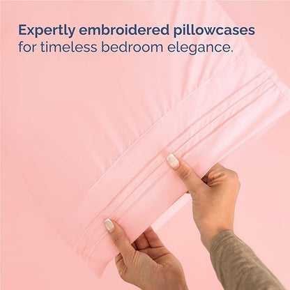 Full Size 4 Piece Sheet Set - Comfy Breathable & Cooling Bed Sheets Set - Hotel Luxury Bedding for Women, Men, Kids, Teens, Boys & Girls - Deep Pockets, Ultra-Soft, Wrinkle Free - Oeko-Tex - Baby Pink