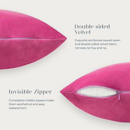 Phantoscope Pack of 2 Velvet Decorative Throw Pillow Covers Soft Solid Square Cushion Case for Couch Valentines Pillow Covers Pink 18 x 18 inches 45 x 45 cm