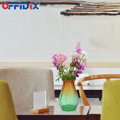 OFFIDIX Glass Vase Gradient Multicolor with Geometric Faceted Design Floral Vase for Home, Business, Events or Weddings