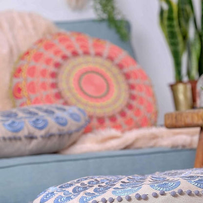 Mandala Life ART Bohemian Meditation Cushion Cover –Luxury, Artisan Room Décor Floor Pillow Case for Yoga, and Boho Chic Seating Area Floor Pillow – Accent Your Living Room, Bedroom, Kids