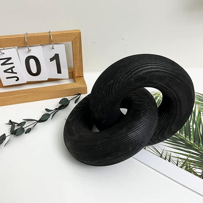 Wood Chain Link Decor Knot Decor，2-Link Hand Boho Carved Wood Chain Suitable for Bedroom, Living Room, Coffee Shop Decoration (Black)