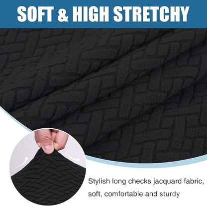 Smiry Waterproof Couch Cushion Covers, Stretch Jacquard Thick Sofa Cushion Covers, Washable Seat Slipcover Elastic Furniture Protector for Pets, Kid (Large, Black)