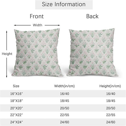 Pink Green Block Print Pillow Covers 16x16 Set of 2 Decorations Vintage Floral Throw Pillow Covers Decor Rustic Pillowcases Flower Pattern Farmhouse Soft Cozy for Sofa Bed Chair Home Decorative