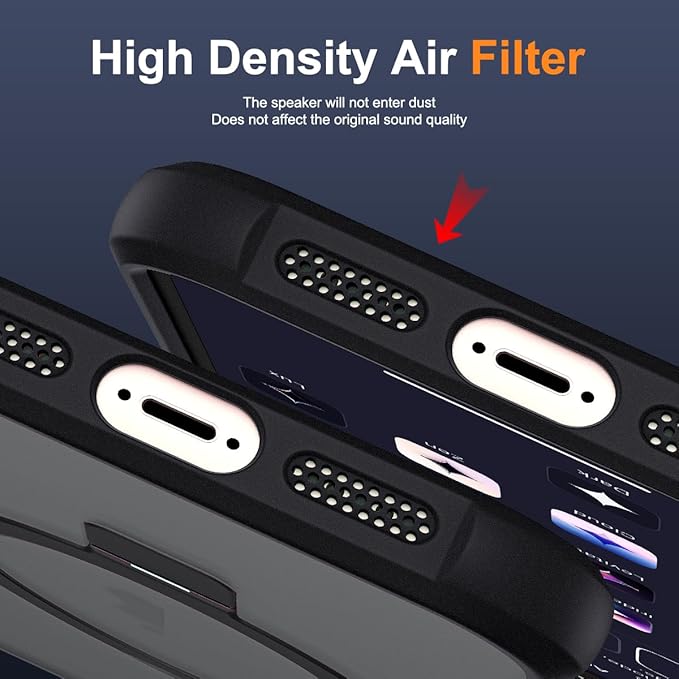 Compatible with iPhone 16E Case with Invisible Magnetic O-Ring Stand Military-Grade Translucent Case for iPhone 16E 6.1" 2025 [Compatible with Mag-Safe][Great Grip Feeling], Black