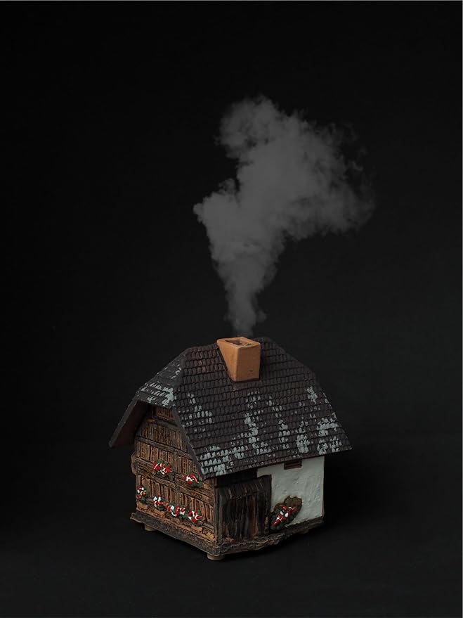 Handmade Ceramic Art Cone Incense Holder Room Decoration Handcrafted Collectible Miniature Küherstock House in Emmental, Switzerland R346