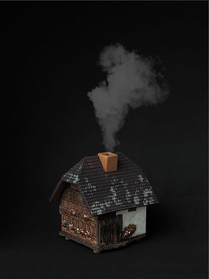 Handmade Ceramic Art Cone Incense Holder Room Decoration Handcrafted Collectible Miniature Küherstock House in Emmental, Switzerland R346