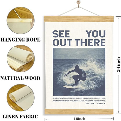 Coastal Canvas Poster, See You Out There Chasing Waves Poster, Vintage Surfing Posters, Wall Decors Art, Beach House Decor, Surfing Lover Home Decor, Bedroom Decoration for Men Boys Teens, 11.8*15.7