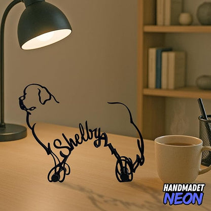Personalized Newfoundland Dog Minimalist Sculpture, Custom Name Newfie Dogs Metal Desk Decor, Decorative Aesthetic Table Sign Gifts for Pet Lovers, Kids Room, Home Office Decoration