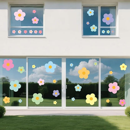 81 Pieces Wall Decal Flower Stickers - Removable Peel & Stick Wall Decals for Kids' Girls Room Decor(Pink, Blue, Orange, Yellow, Green, Purple)