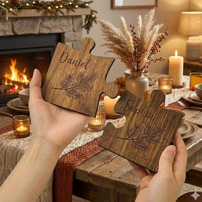 Luxury Custom Couples Wooden Coaster, Gifts for Boyfriend Girlfriend, Valentines Day Gift Gor Him Her, Wedding, Birthday, Anniversary, Christmas 1