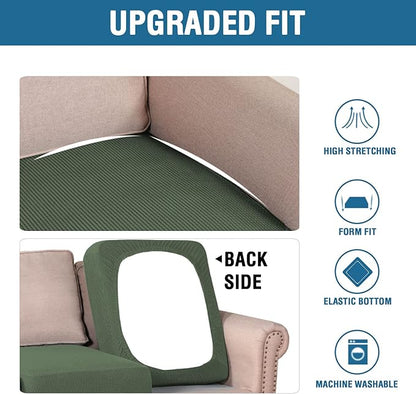 H.VERSAILTEX Stretch Couch Cushion Covers Individual Seat Sofa Chair Slipcovers Cushion Protector Cover Featuring Jacquard Textured Twill Fabric(1 Cushion Chair Cover, Bronze Green)