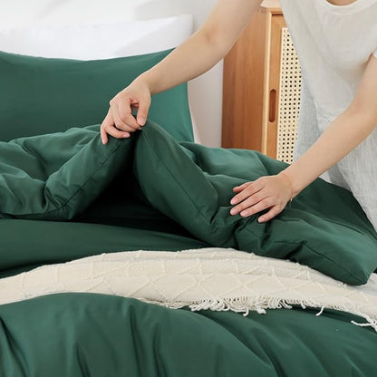 ROSGONIA Comforter Full Size for Girls Boys Teen,3pcs(1 Dark Emerald Green Comforter & 2 Pillowcases),Soft Kids Comforter Sets All Season Dorm Bedding