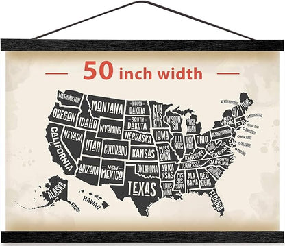 HONKKI Magnetic Poster Hanger Frame for 50x70 50x32 50x40 Movie Music Posters Wall Art,Black Wood Picture Frames for Canvas Diamond Map Decor, Living Room Calendar Banner Tapestry Photo Hanging Stand