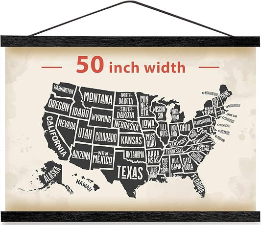 HONKKI Magnetic Poster Hanger Frame for 50x70 50x32 50x40 Movie Music Posters Wall Art,Black Wood Picture Frames for Canvas Diamond Map Decor, Living Room Calendar Banner Tapestry Photo Hanging Stand