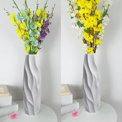 12Inch Tall Ceramic White Flower Vase,Home Decor White Vases for Pampas Grass,Modern Textured Vases for Table Centerpieces,Living Room Decorations,Shelf,Farmhouse Small Ceramic Vase