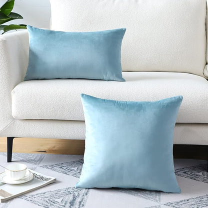 Artscope Luxury Velvet Pillow Covers Super Soft Decorative Square Throw Pillow Covers Case Cushion Covers for Sofa Couch Bedroom Car Decor 18x18 Inch Light Blue