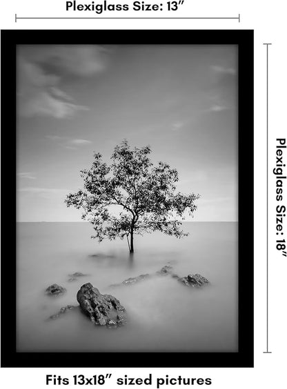 Americanflat 13x18 Picture Frame with Polished Plexiglass - Black Picture Frame - Wide Photo Frames Made of Engineered Wood for Vertical or Horizontal Wall Display - Epic Collection - Black