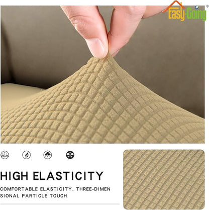 Easy-Going Stretch Loveseat Cushion Cover Sofa Cushion Furniture Protector Sofa Seat Sofa Slipcover Sofa Cover Soft Flexibility with Elastic Bottom(Loveseat Cushion, Beige)