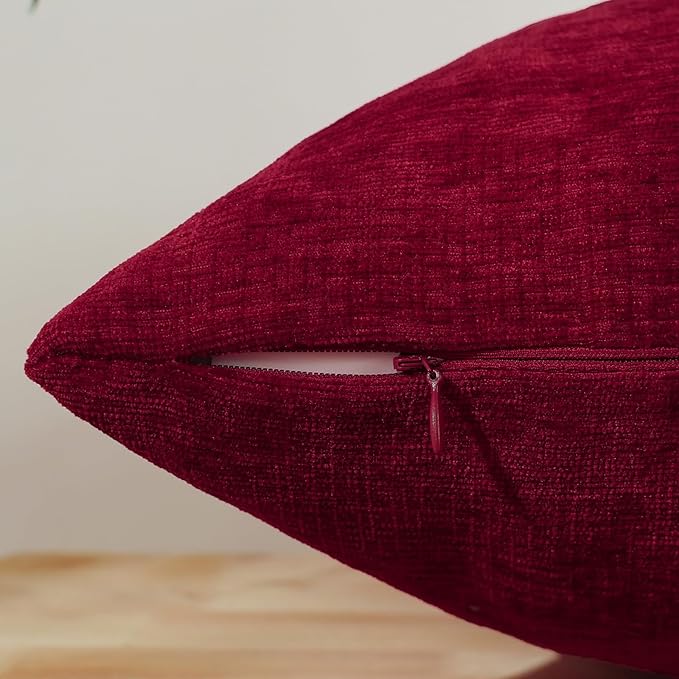 Jeneoo Santa Red Decorative Throw Pillow Covers Soft Chenille Comfy Square Couch Cushion Cases for Living Room Sofa Decor (Set of 1, 24 x 24 Inches)