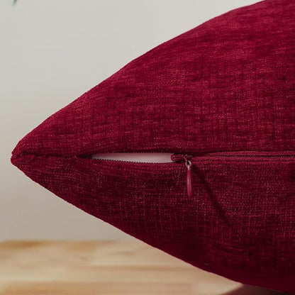 Jeneoo Santa Red Decorative Throw Pillow Covers Soft Chenille Comfy Square Couch Cushion Cases for Living Room Sofa Decor (Set of 2, 14 x 14 Inches)