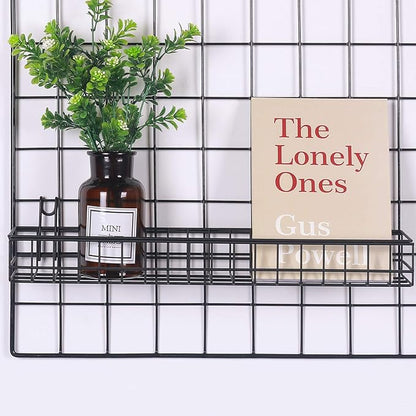 Kaforise Wire Wall Grid Panel, Multifunction Painted Photo Hanging Display and Wall Storage Organizer, Pack of 2, Size 25.6x17.7inch, Black