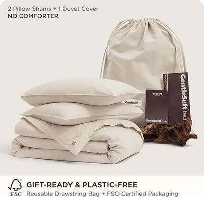 Bedsure Cotton Duvet Cover Full - Luxury Slub Weave 100% Cotton Duvet Cover with a Linen Like Textured, Easy Change Durable Bedding, Ivory, 80" x 90"