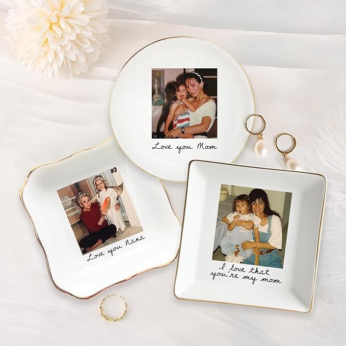 UrbanNEST Custom Photo Trinket Tray, Personalized Jewelry Holder, Grandma Jewelry Dish, Mom Ring Dish, Gifts for Mom from Daughter, Grandma Photo Gift, Trinkets Home Decor, Christmas 2025 01